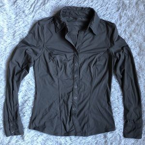 Athleta Snap Down Front Collared Stretch Top Sz XS